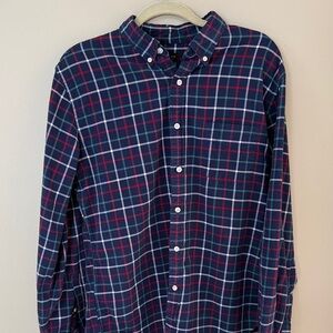 J. Crew Navy and Red Plaid Casual Shirt